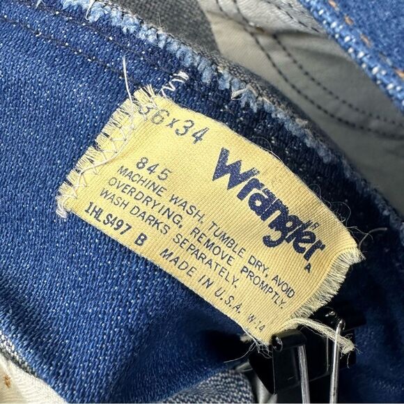 Vintage Wrangler 845 Jeans Mens 36x34 Bootcut Medium Wash Denim USA Made 33x30* - Picture 14 of 15